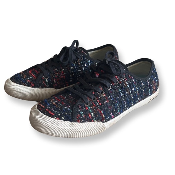SeaVees Monteray Lace Up Low Top Sequin Tweed Sneakers - Picture 4 of 7